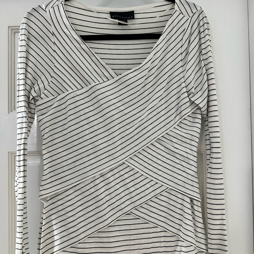 Cotton dressy shirt. White with black lines.  Great condition.